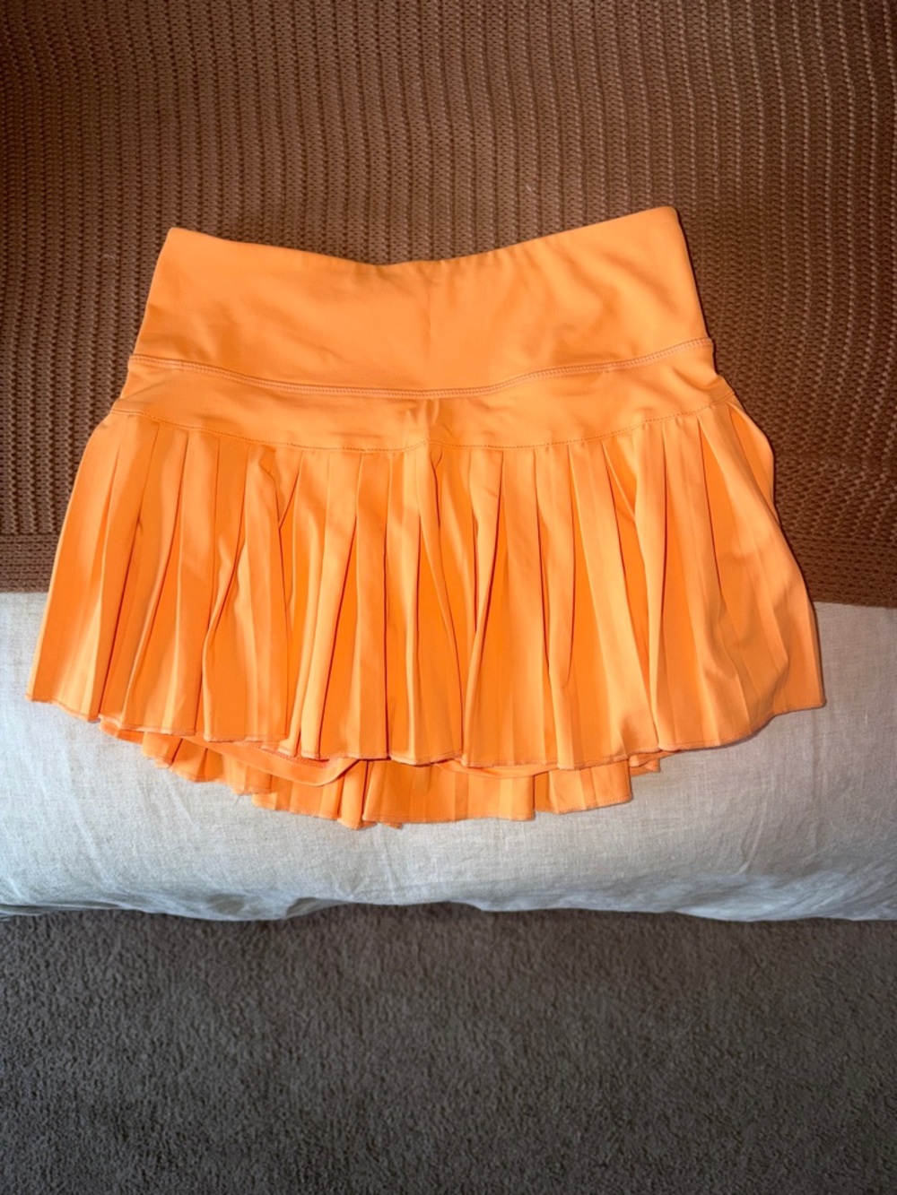 Gold Hinge Pleated Skirt in Orange